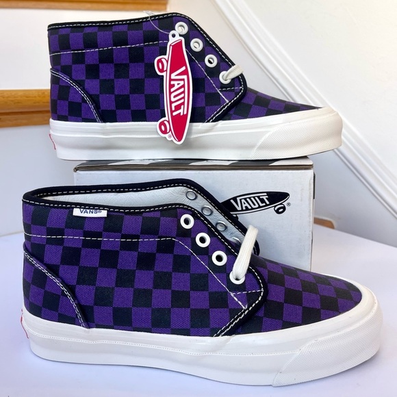 NWT Vans Vault Chukka LX Mid Rise in Checkerboard Canvas purple midrise sneakers - Picture 5 of 13